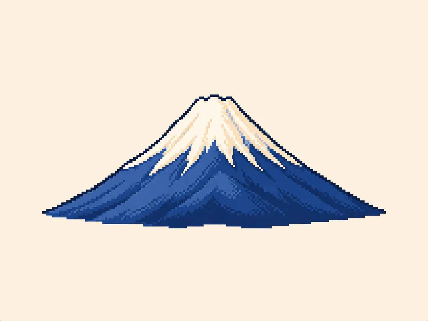 ふ (fu) mnemonic: the silhouette of Mount Fuji, snow-capped peak, multiple curved humps against the sky