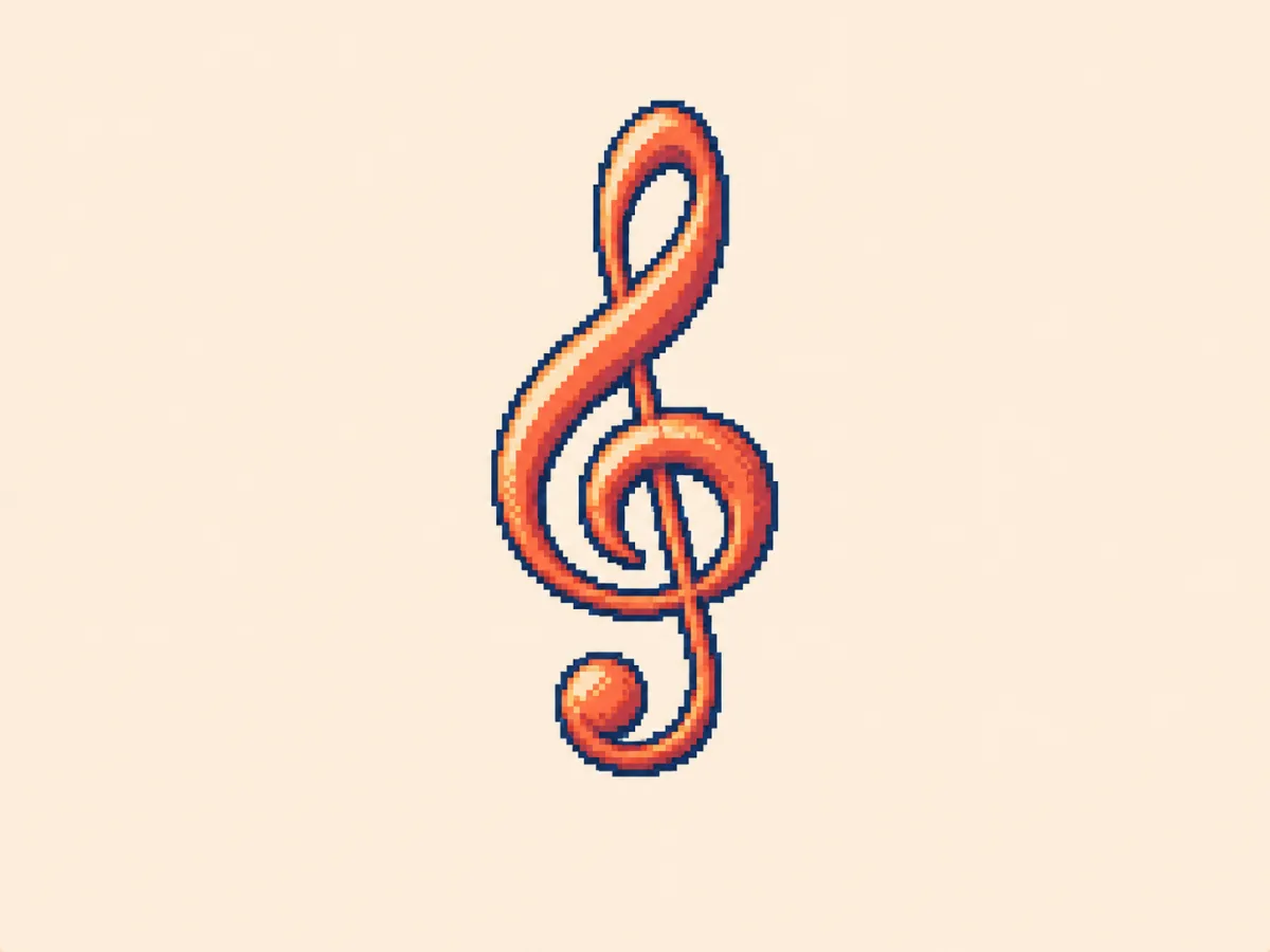 み (mi) mnemonic: a stylized musical treble clef with flowing curled lines