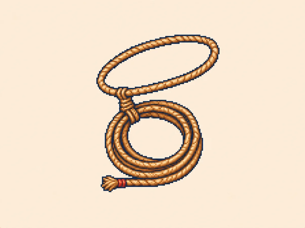 ら (ra) mnemonic: a cowboy's lasso, coiled and looped, ready to be thrown