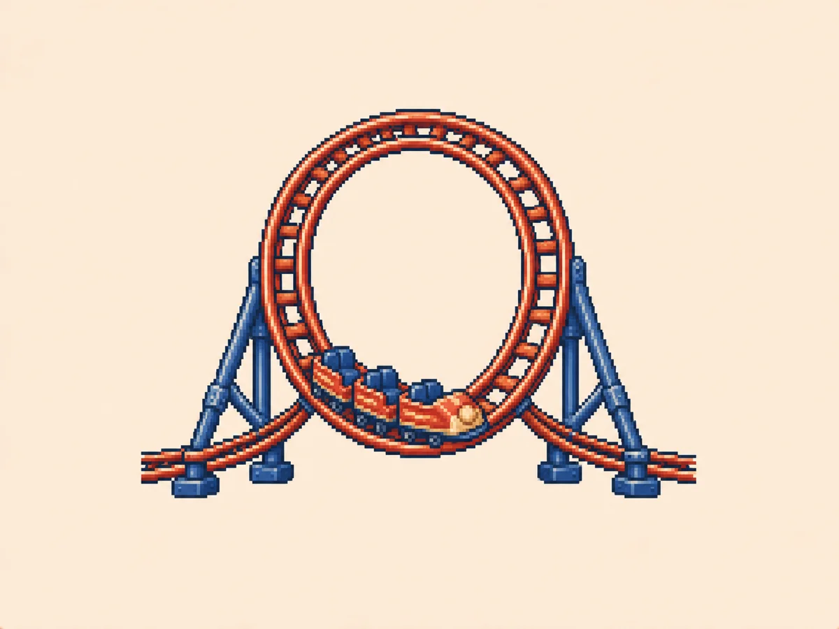 る (ru) mnemonic: a roller coaster track curling into one full, closed loop-the-loop