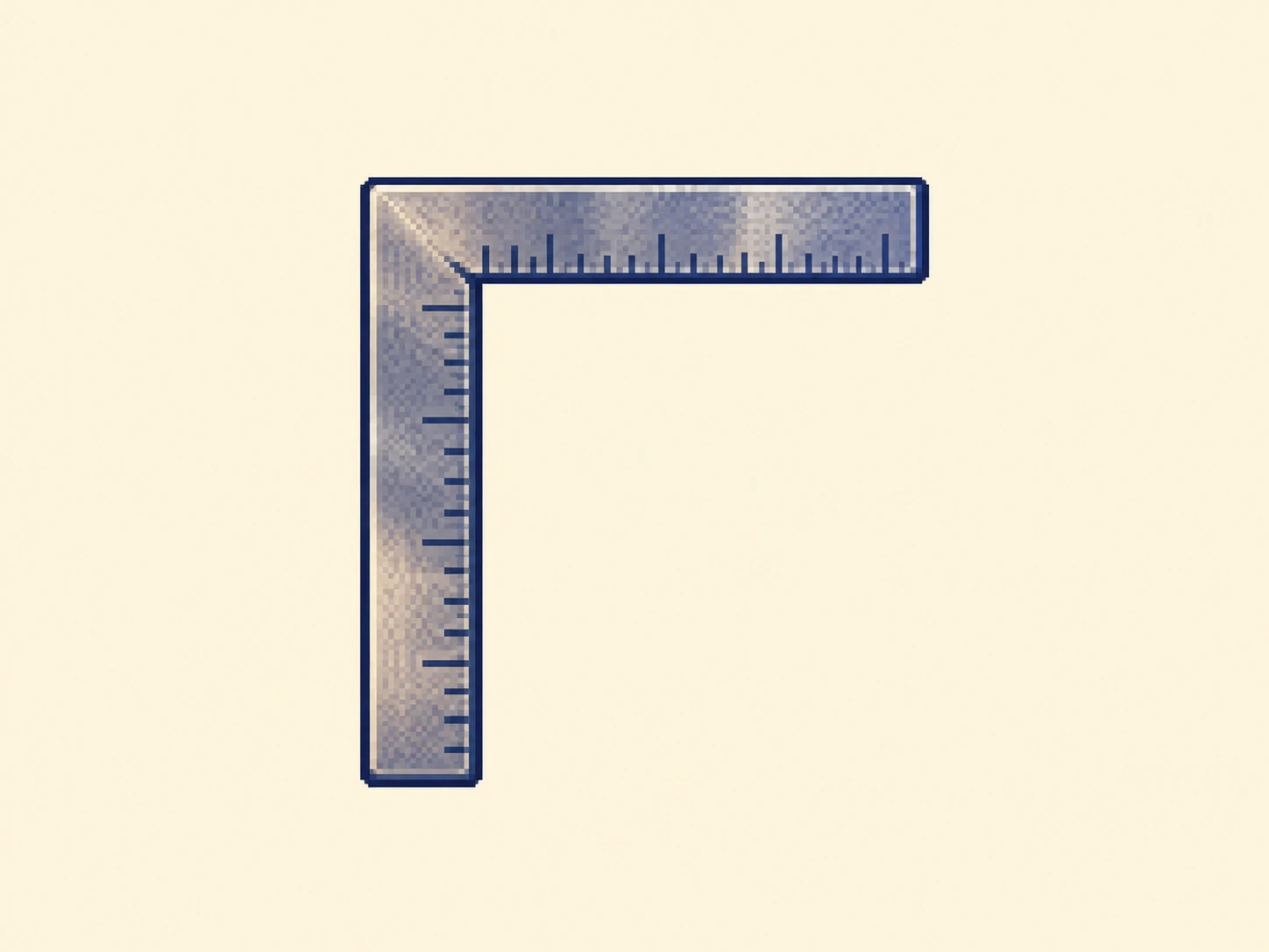 コ (ko) mnemonic: a carpenter's steel set square, an L-shaped measuring tool forming a clean right angle open to the right