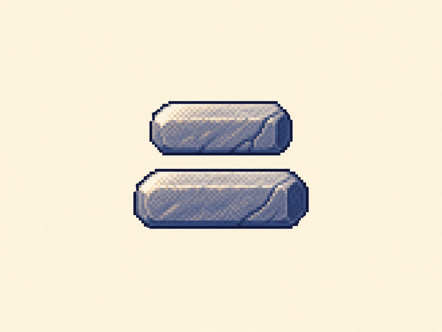 ニ (ni) mnemonic: two short horizontal bars stacked with a gap between them, the top one slightly shorter, like the number two
