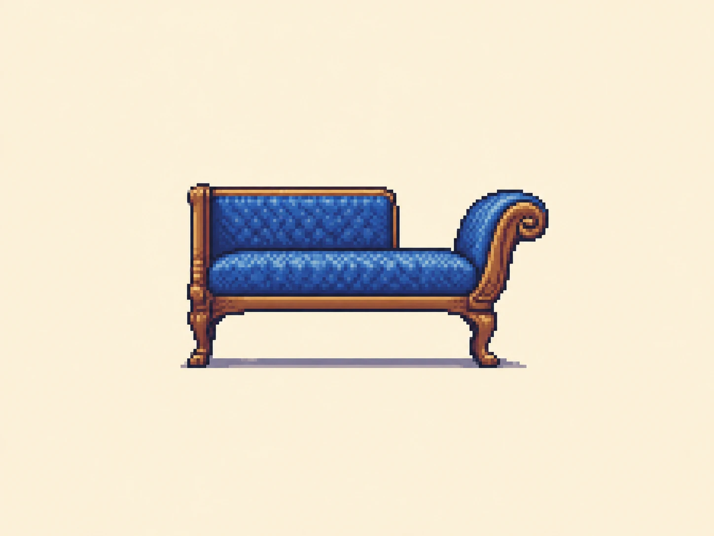 セ (se) mnemonic: a small settee bench seen from the side, a low back on the left and one raised armrest curling up on the right