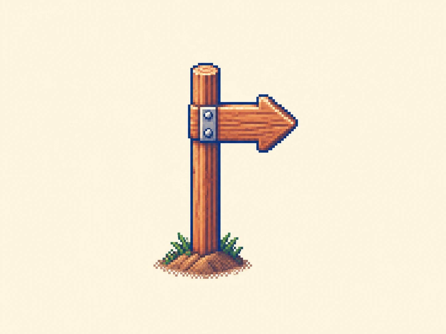 ト (to) mnemonic: a wooden signpost, a single arrow-board sticking out to the right from a tall post