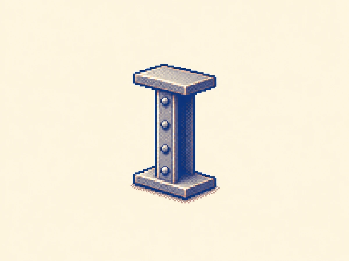 エ (e) mnemonic: a steel I-beam standing upright, a flat plate across the top and another across the bottom